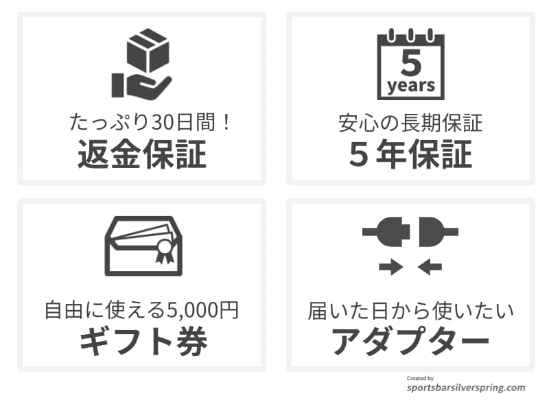 ミラブルプラス購入者特典と保証